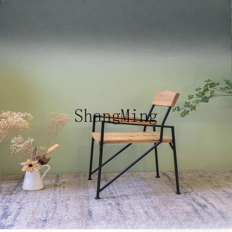 

FG iron wood coffee chair living room home small apartment restaurant old retro homestay creative iron dining chair