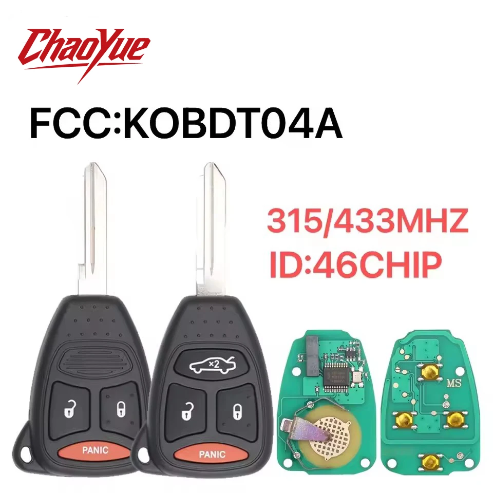 

ChaoYue KOBDT04A ID46 315/433 Mhz Remote Car Key For Dodge RAM JEEP Commander Compass Grand Cherokee Liberty Wrangler Chrysler