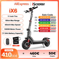 iScooter iX6 Electric Scooter 1000W 45km/h Powerful Kick Scooter 17.5Ah 11 inch Anti-skid Off-Road Tire Scooters 65km Max Range