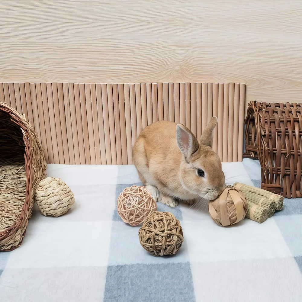1 Stück Kau-Aktivitätsspielzeug, Spaßige Heu-Gras-Bälle für Chinchilla, Meerschweinchen, Ratten, Kaninchen, Hamster, Degu, Häschen und Andere Kleintiere – Detail 6
