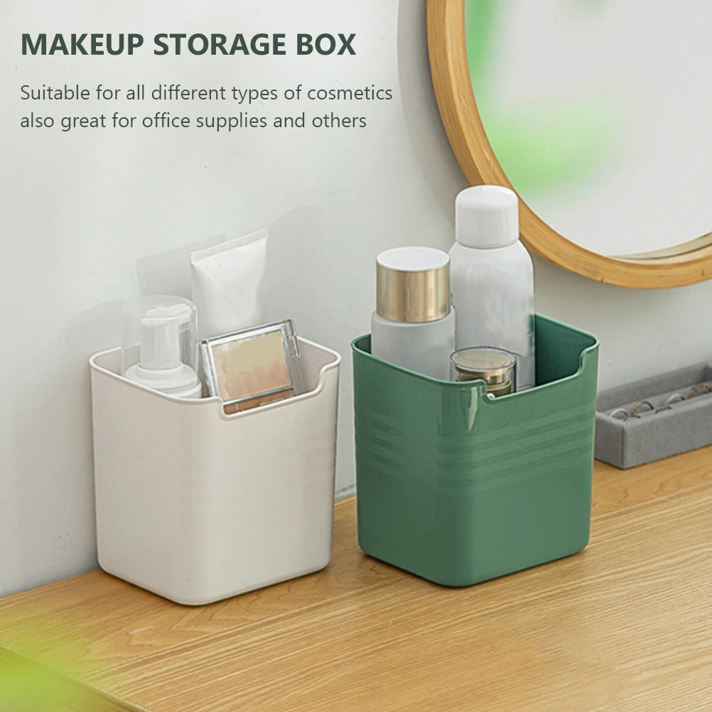 

2pcs Storage Box Desktop Organizer for Makeup Stationery Bedroom Bathroom Plastic Large Capacity Elegant Design