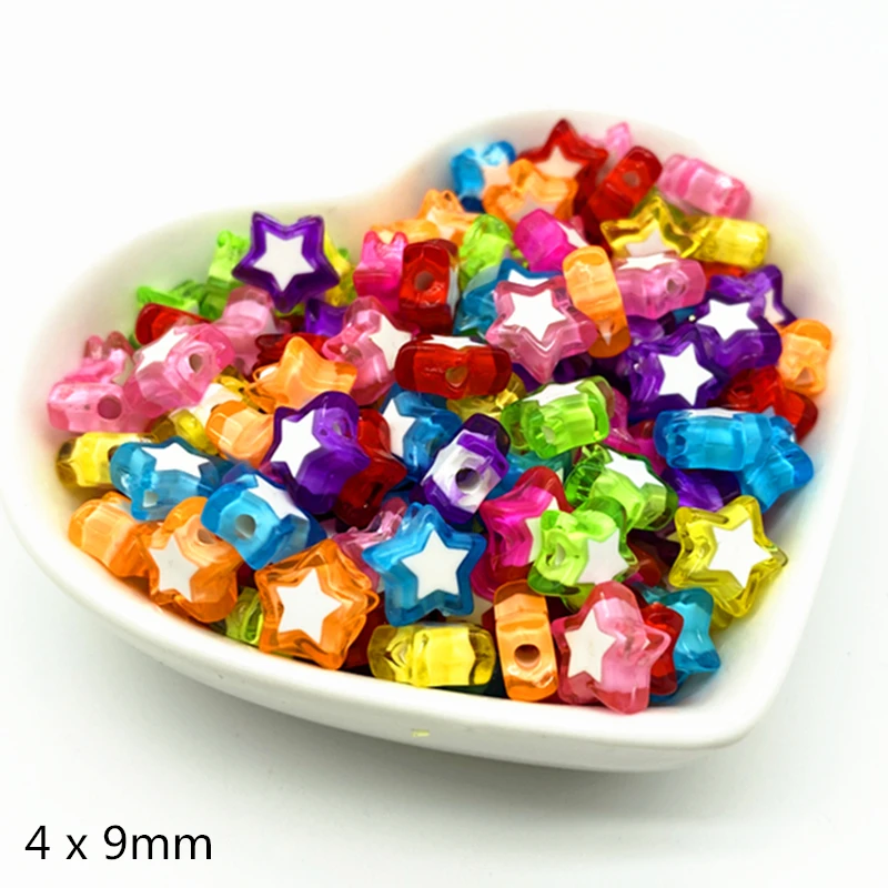 50pcs Beautiful Mixing Color Acrylic Beads for Jewelry Making DIY , Stars, Flowers, Butterflies, Heart Shapes