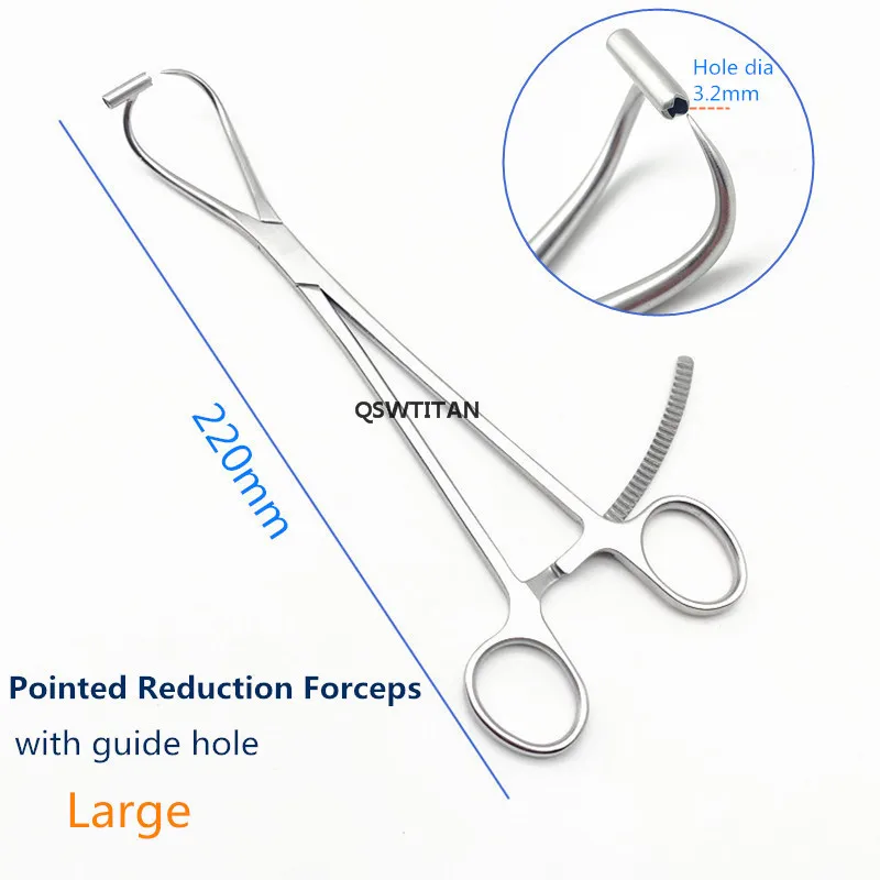Orthopedic Pointed reduction forceps with guide hole stainless steel bone reduction forceps