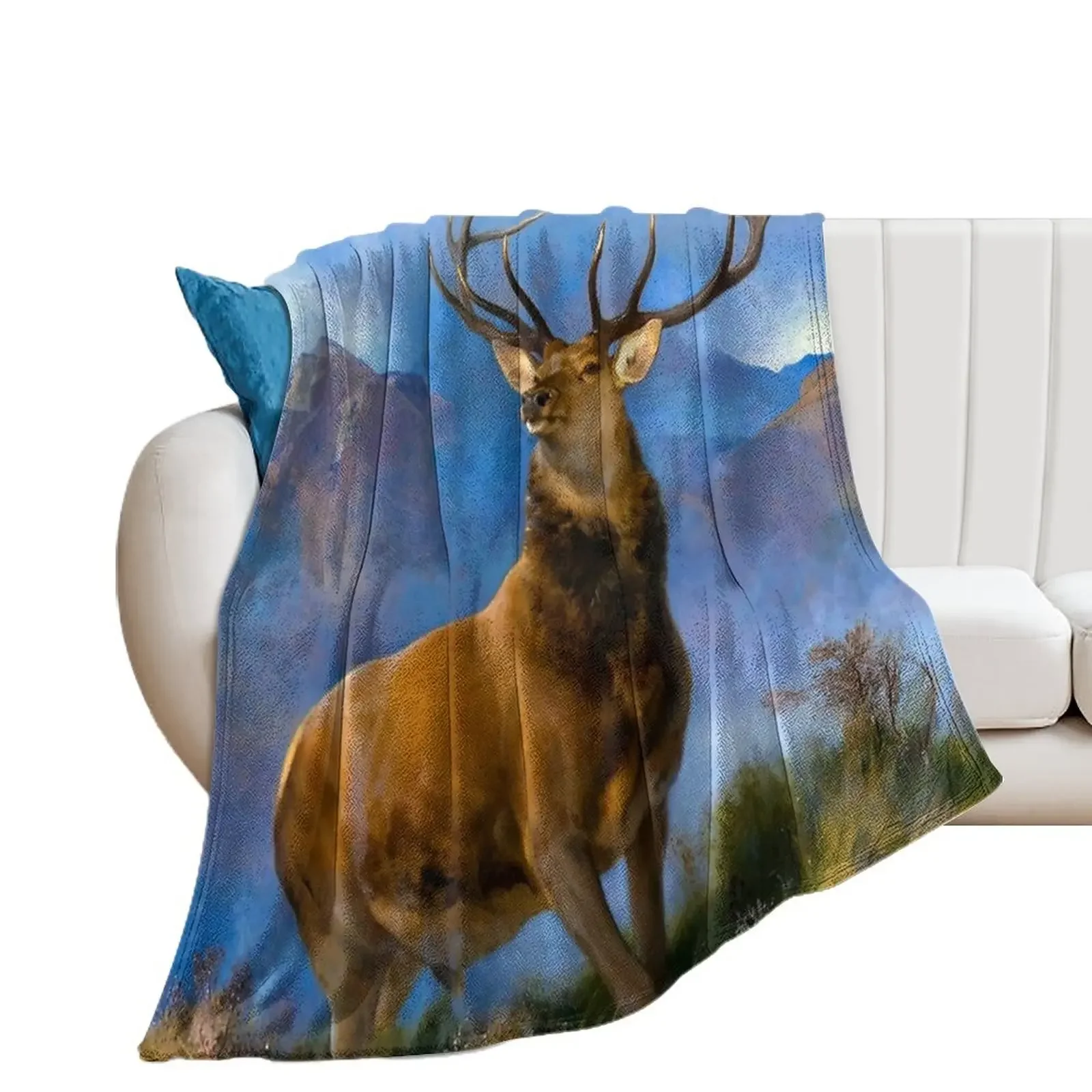 

Edwin Landseer - The Monarch of the Glen, artwork by Edwin Landseer Throw Blanket Luxury Plaid on the sofa Blankets