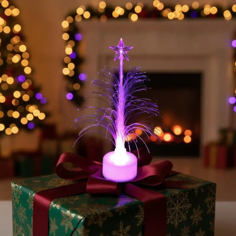 Fiber Optic Color Changing Christmas Tree Night Light 1/3Pcs LED Luminous for Kids Bedroom Xmas Decor Gift