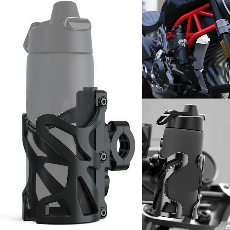 Motorcycle Drink Holder Handlebar Water Bottle Cup Holder  Beverage Holder 18-32MM Mount ABS Black/Blue