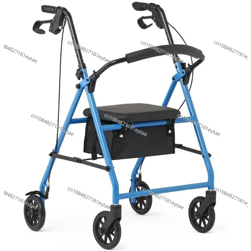 Folding Steel Rollator Walker with Seat FSA/HSA Eligible – 6” Wheels, Locking Hand Brakes, Adjustable Handles (31