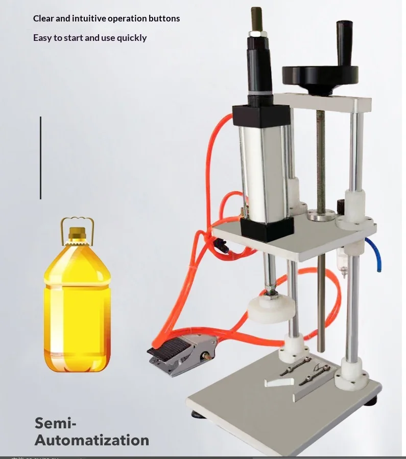 Pneumatic Capping Machine for Soy Sauce & Oil Bottles Plastic Cap Pressing & Sealing Packaging 220V One-Year Warranty