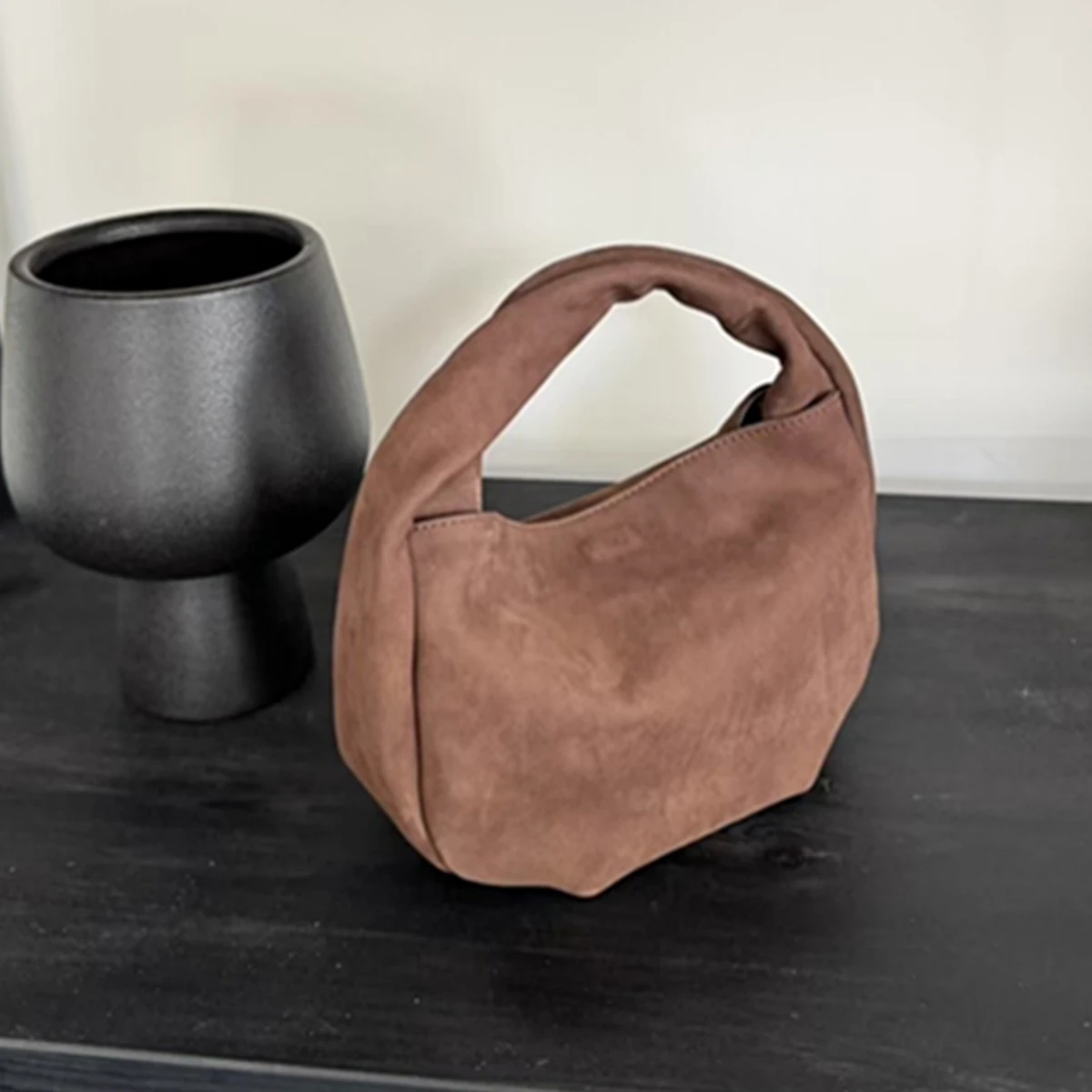 

Jenny&Dave French Retro Cloud Bag Minimalist Frosted Cowhide Suede Leather Handbag Fashionable Women's Bag