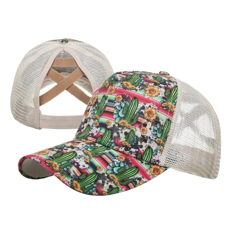 New Cactus Cross-Strip Mesh Baseball Cap Sun Hat