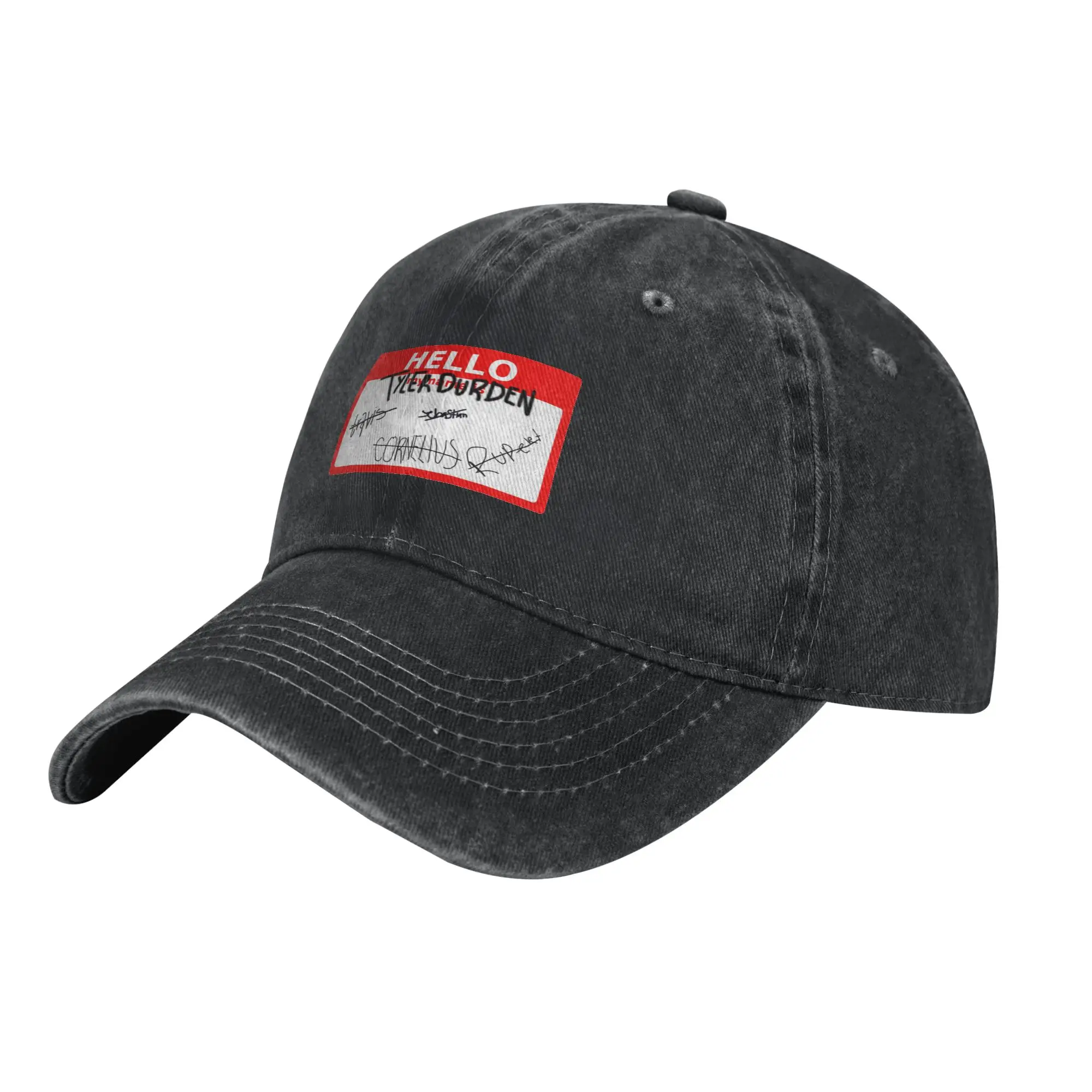 Hello my name is Tyler Durden Personalized Retro Cowboy Washed Baseball Caps Mens Denim Activities Hat Woman Hiking Trucker Cap