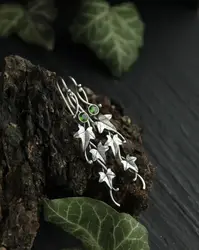 Vintage Ivy Elven Leaf Earrings For Women Silver Color Metal Crystal Earrings Female Fashion Custom Jewelry