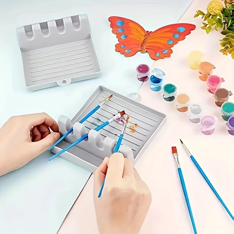 4-slot Tray Painting Pen Holder - Watercolor Acrylic Oil Painting Palette, Storage for Artistic Painting Pens Painting Supplies