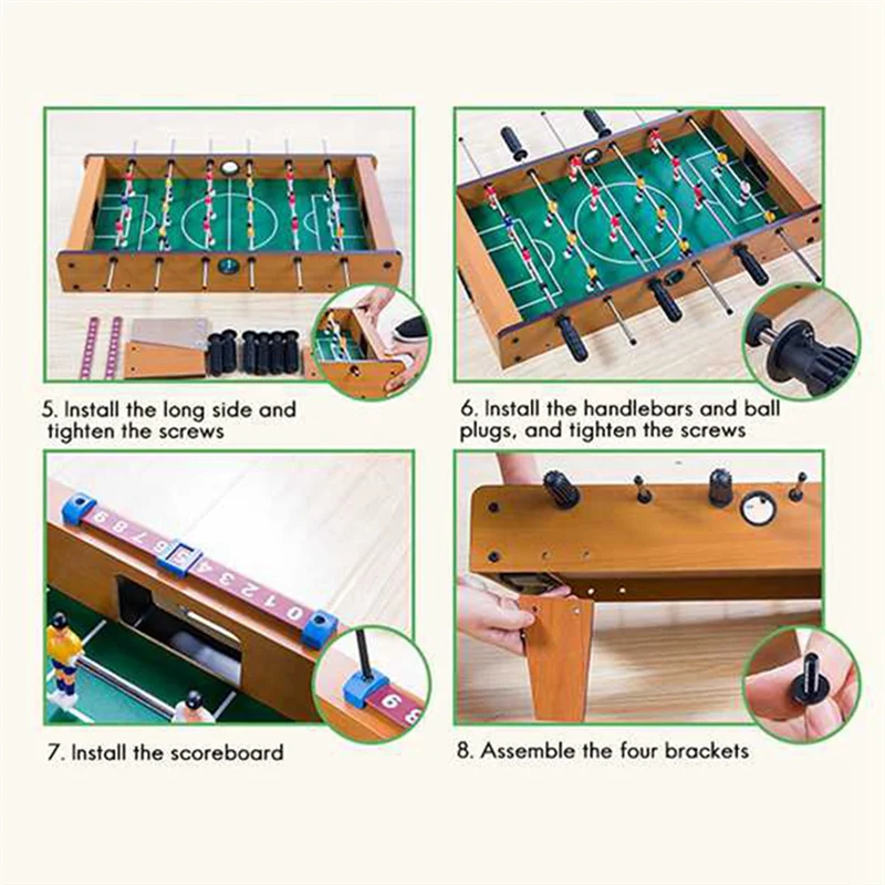 DELAM-Children's Table Football Table Wooden Tabletop Educational Mini Indoor Table Football Set Camping Essential