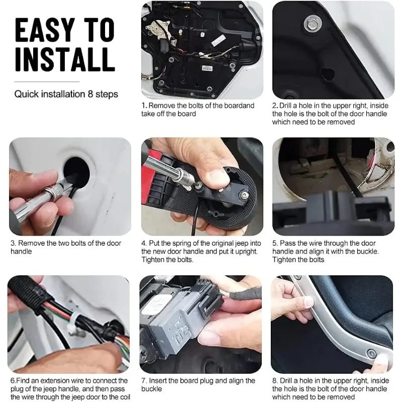 Kit Gagang Pintu & Gagang Pintu Belakang untuk Jeep Wrangler JK JKU 2007-2018 Tanpa Tombol Tekan Pelepas 3pc Aksesoris Mobil Berkualitas Tinggi