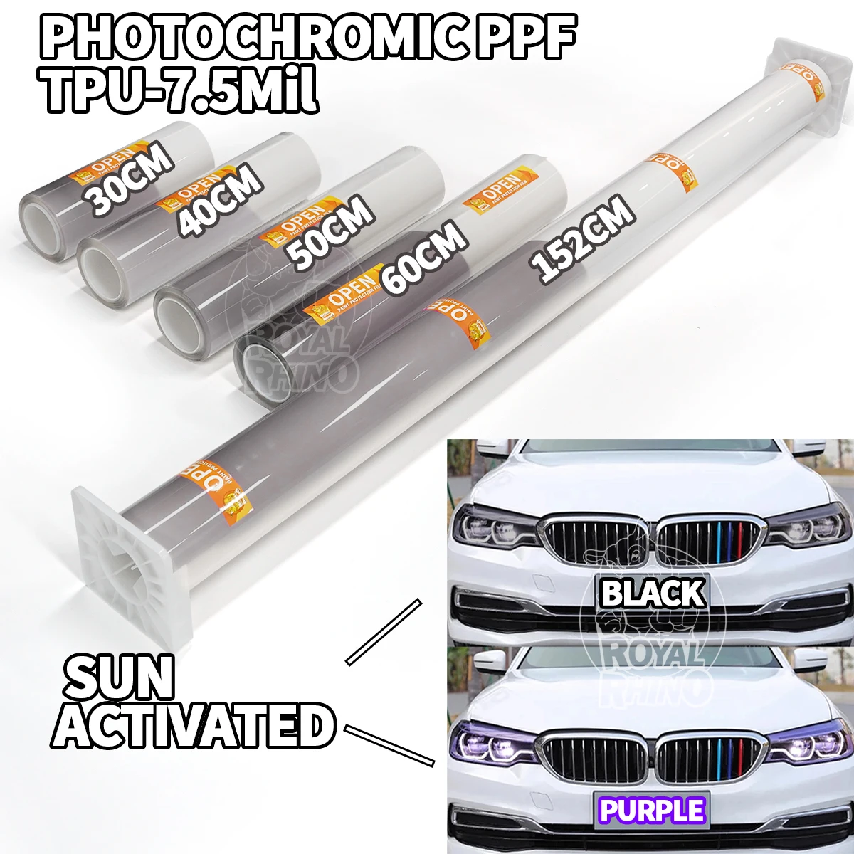 

152CMx15M 60CMx15M Photochromic PPF TPU Car Headlight Paint Protection Film 50CMx15M 40CMx15M 30CMx15M