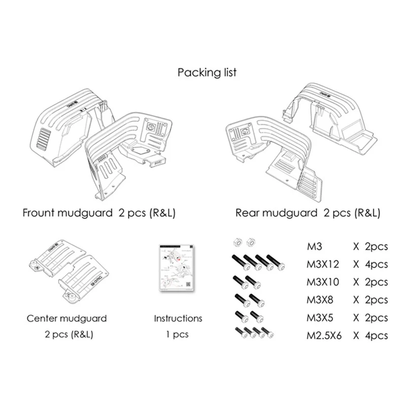 GRC Before/rear Fender Tire Cover Lining Modification for 1/10 RC Crawler Car Traxxas TRX4 Defender AXIAL SCX10 II 90046 Parts