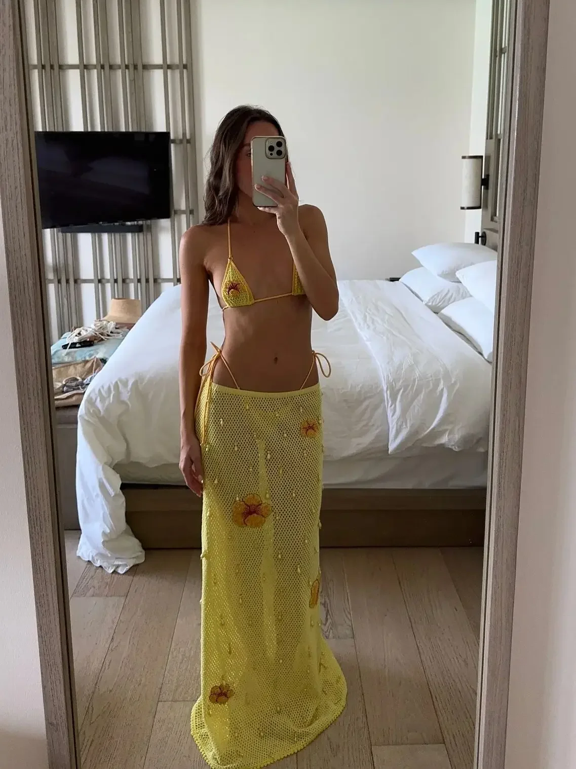 

Sexy Bikini with Skirt Swimsuit Bead Brazilan Bikini Set Embroidery Swimwear for Women Bathing Suits Summer Female