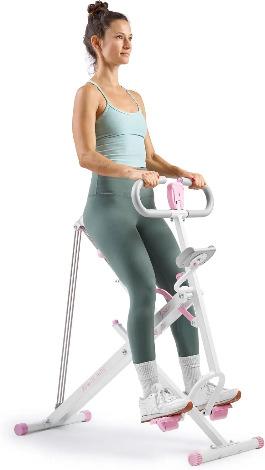 

Умный вертикальный тренажер Row-N-Ride, емкость 330 фунтов, складной домашний тренажерный зал для рук, ягодиц и ног, регулируемое сопротивление, свободное приложение Con