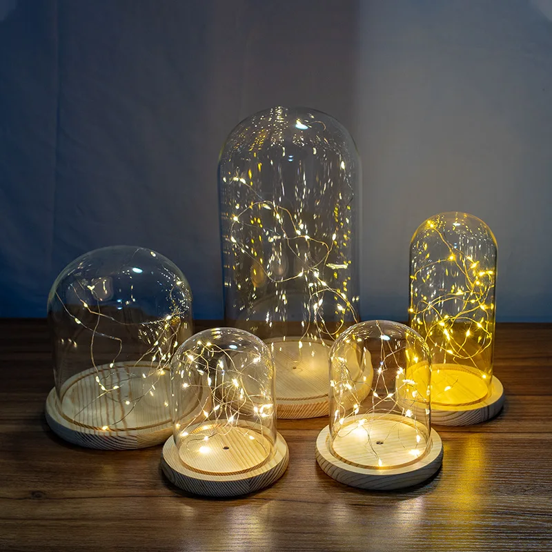 Cúpula De Cristal Transparente Con Base De Corcho, Para Plantas Suculentas O Flores, Decoración De Mesa, Diámetro 8 Cm, Alturas 10, 12 O 18 Cm