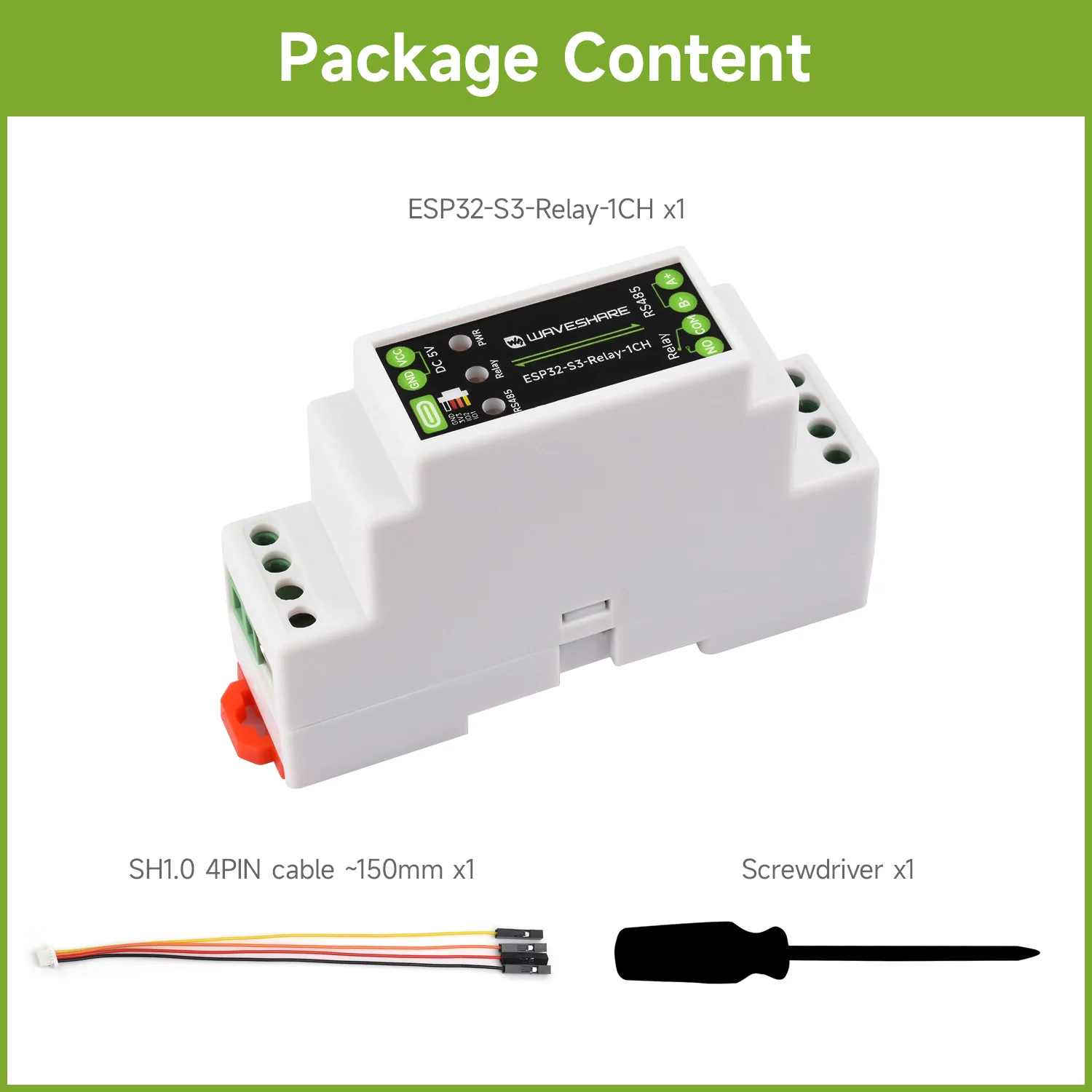 Picture 7: Waveshare Industrial 1-Channel ESP32-S3 WiFi Relay Module, Supports WiFi / Bluetooth / RS485 Control, With Multiple Isolation