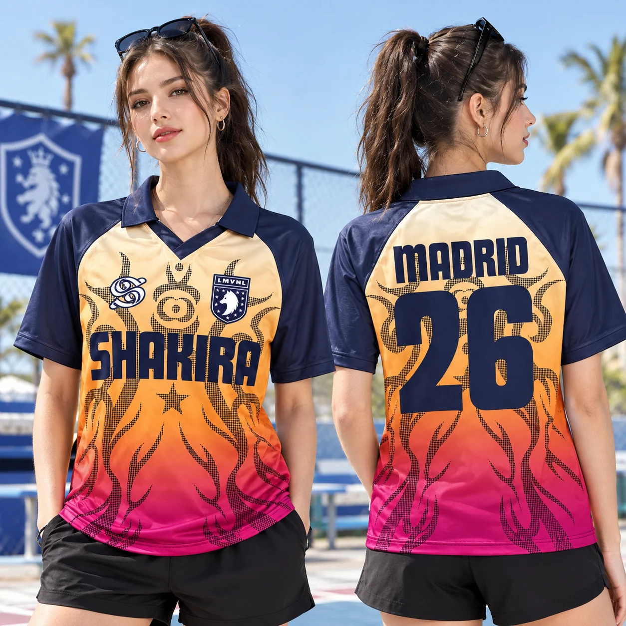 2026 Europe Shakira LMYNL Las Mujeres Ya No Lloran World Tour Madrid Spain Navy Gradient Soccer Jersey Men Women Unisex T-shirt