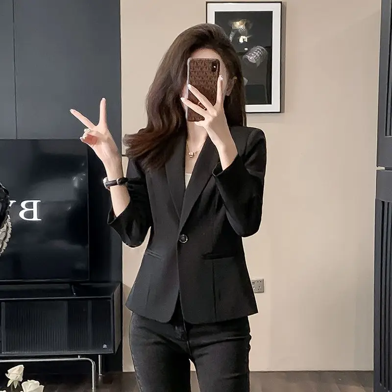 Bla Suit Jaet المرأة الصبار ربيع الخريف 2025 جديد Elely التخسيس تخفيف المهنية ort Sle زر التفاصيل #5