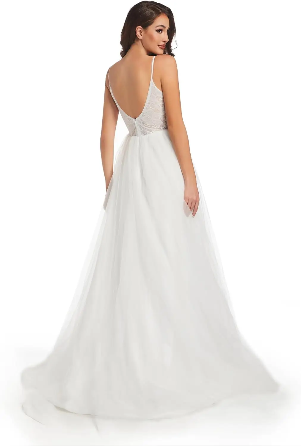 Spaghetti Strap Simple Wedding Dresses for Bride Unique Lace Beautiful Layers Tulle A Line Dreamy Beach Wedding Gowns Party