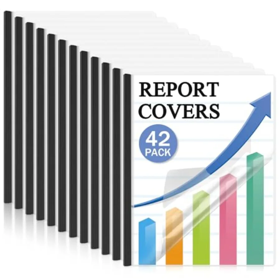 

Обложки для отчетов, 42 упаковки папок для презентаций для размеров с буквами, емкостью 70 листов, обложки для отчетов 5,5 мил с выдвижной планкой, черный Resum