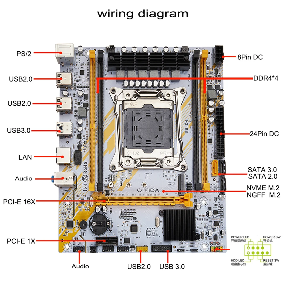 E5-2630V4 × X99 P4 × ddr4 16G クーラー付 QIYIDA X99 motherboard set E5 2630 V4 1x16GB DDR4 REGECC memory