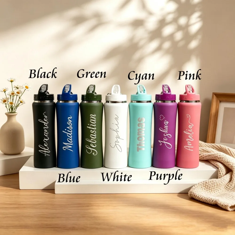 1. Custom Name Soccer Stainless Steel Water Bottle With Straw Lid, Personalized Football Sports Insulated Tumbler, Birthday Gift view 4
