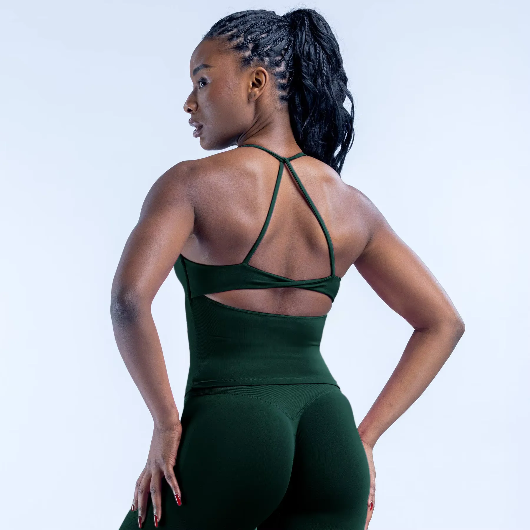 Yoga Tightening Twist Back Yoga Top Cross Strap Cut Out Open Back Workout Tank Top for Fitness Gym Running Pilates Training