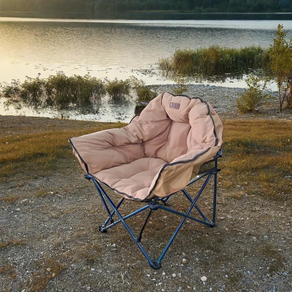 

Luxury Oversized Lazy Round Sofa Padded Saucer Portable Folding Camping Moon Chair For Outdoor Use