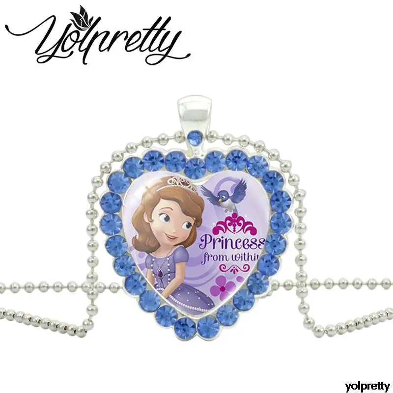2025 ديزني كارتون صوفيا أول الأميرة القلب كريستال قلادة قلادة الزجاج عقد عنق بحجر مصقول مجوهرات هدايا #3