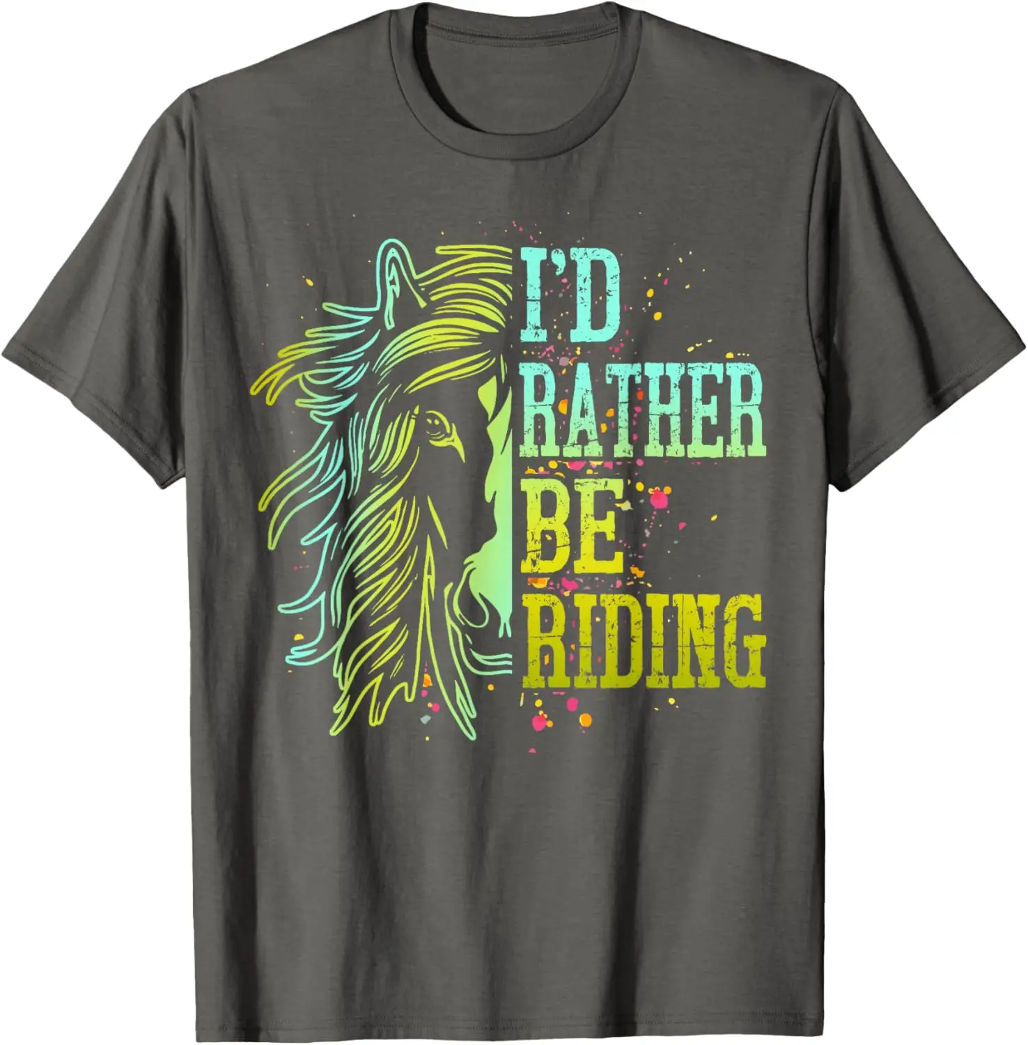 

I'd Rather Be Riding Horse Graphic Tee Soft Breathable Cotton T-Shirt for Equestrian Women