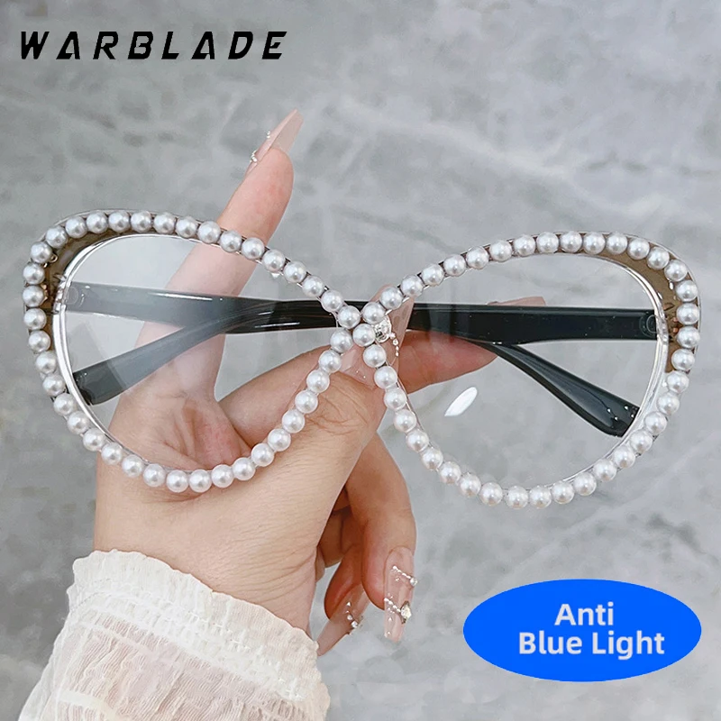 

New Personality Diamond Unisex Anti-UV Glasses Blue Light Blocking Computer Eyeglasses Luxury Cat Eye Frame Sunglasses For Women