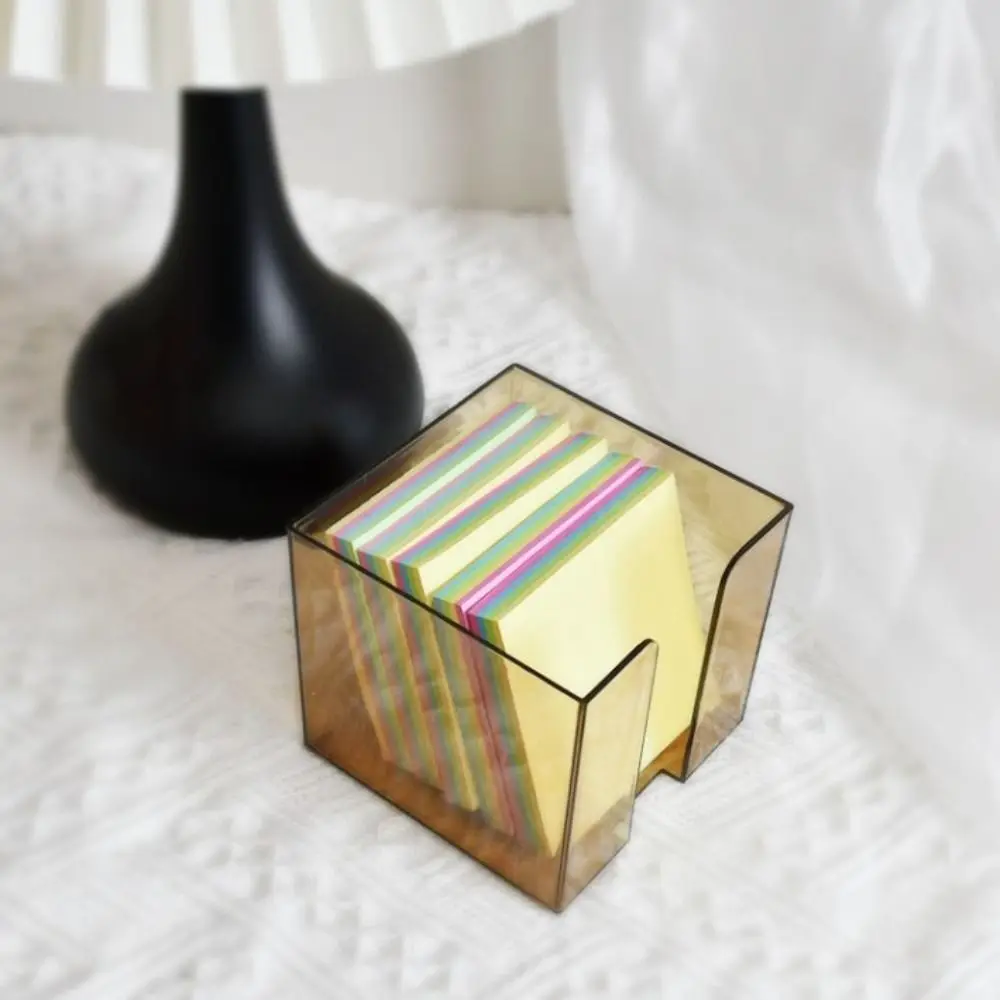 Simple Chic Acrylic Note Holder Efficient Waterproof Clear Note Box Transparent Card Paper Desk Organizer Stationery Storage