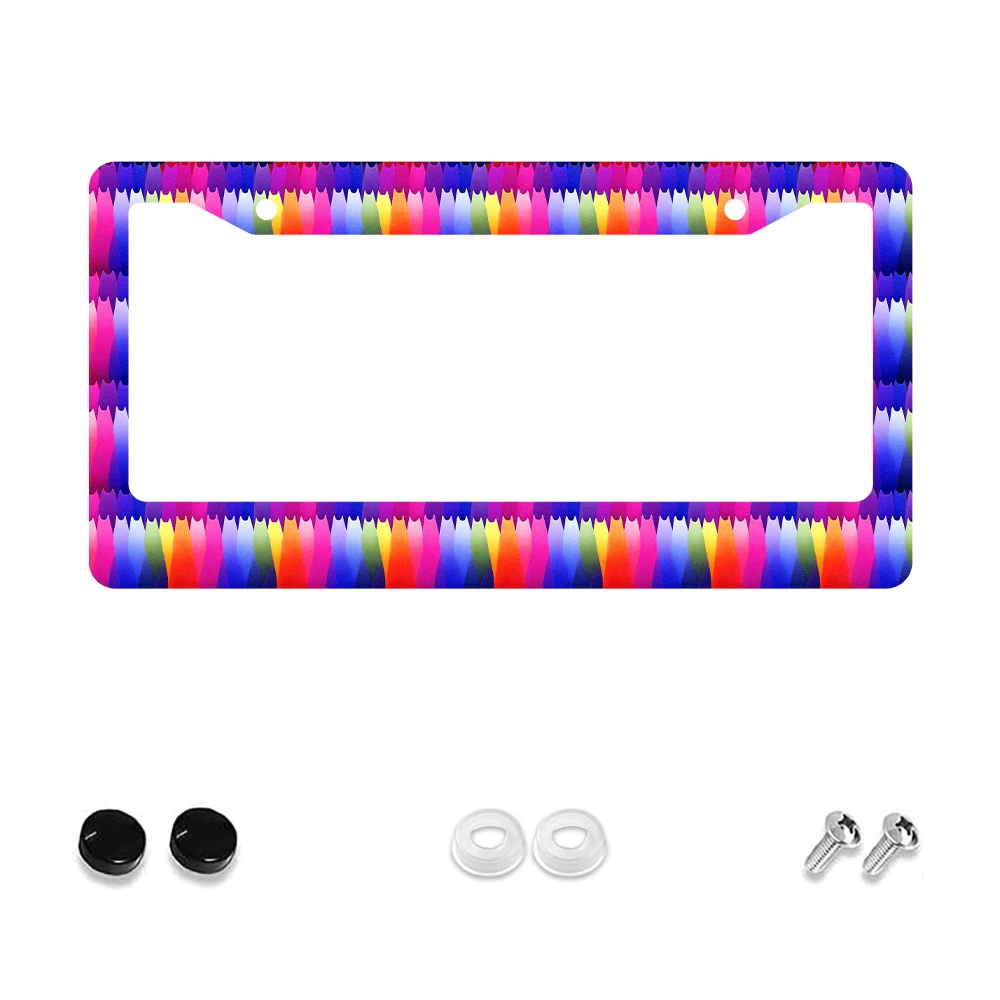 

1pc Multicolor Rainbow Pattern 2-Hole License Plate Frame, Aluminum Material, 6x12 Inches with Screw Kit, Retro Novelty Car Dec