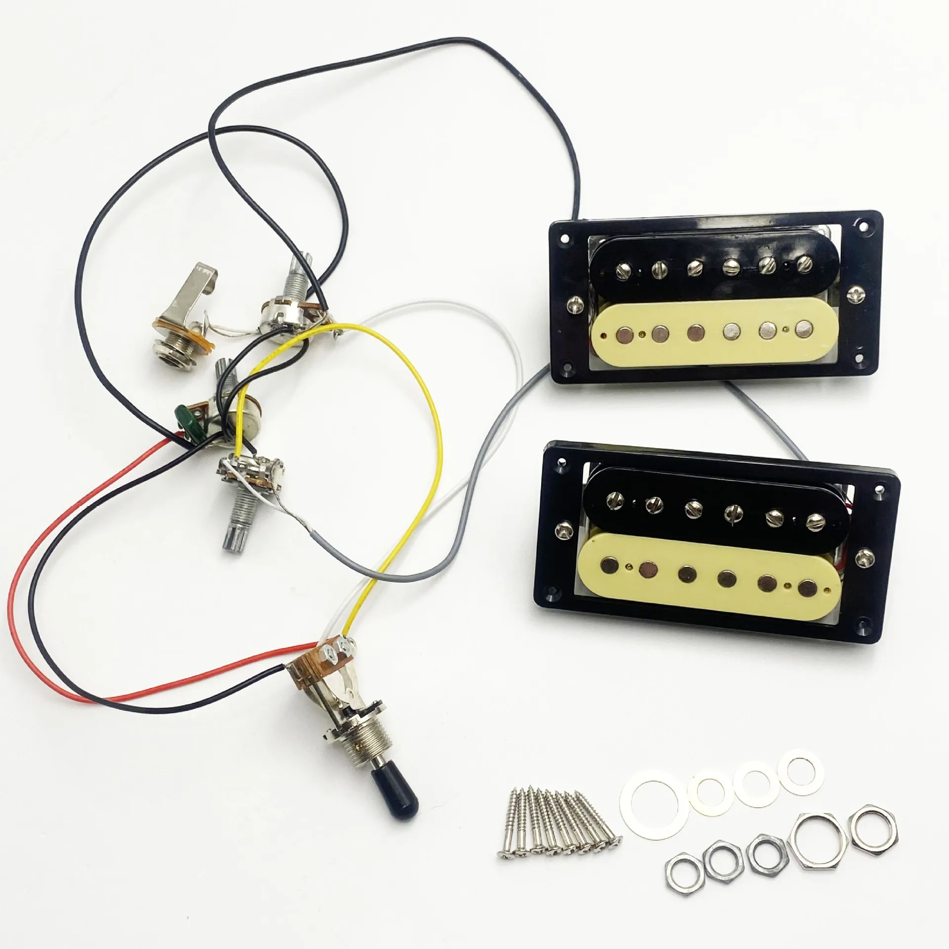 Electric Guitar Humbucker Pickup Wiring Harness 3-Way Open Style Switch & Mini Electronic Socket 50mm 52mm Pre-Wired Assembly