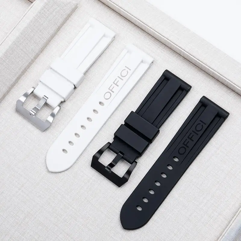 TINTAG Quality Fluororubber Soft FKM Rubber Watch Band For Panerai Strap Accessories For PAM111/441 Watchbands 22mm 24mm With