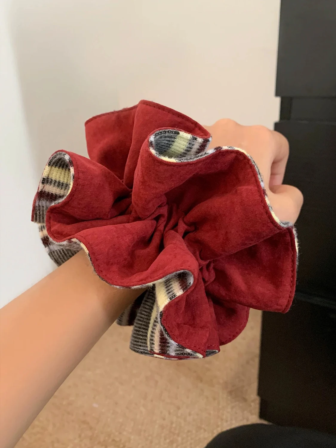 Осенне-зимняя двухслойная резинка для волос AB, двухцветная тканевая резинка для волос, универсальная повязка на голову в корейском стиле для пониний или булочек