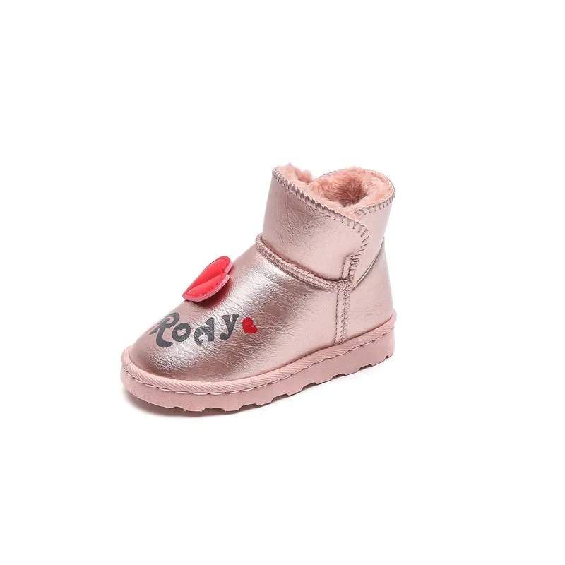 2024 Nieuwe Winter Kinderen Snowboots Echt Lederen Warme Pluche Peuter Jongens Schoenen Antislip Mode Baby Meisjes Laarzen 1-6 Jaar