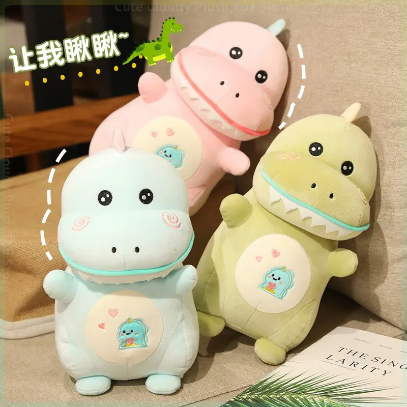 Kawaii Stupid Cute Little Dinosaur Plush Toys Cartoon Stuffed Animal 3 Color Dragon Plushie Doll Room Decor for Girls Xmas Gifts