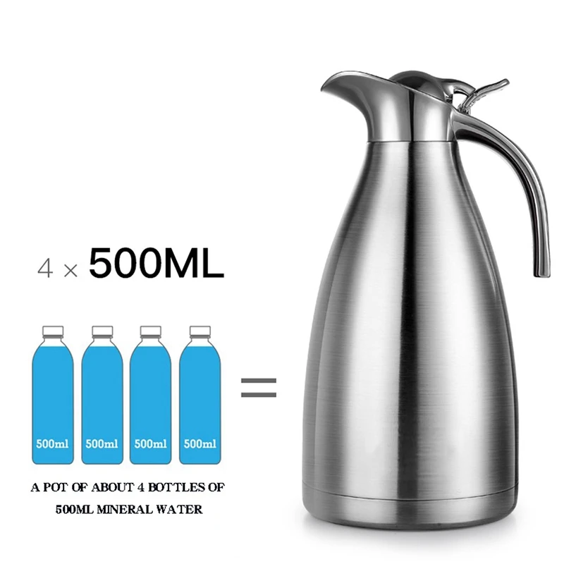 2L Stainless Steel Coffee Thermal Carafe/Double Walled Vacuum Insulated/24 Hour Heat Retention(Blue)