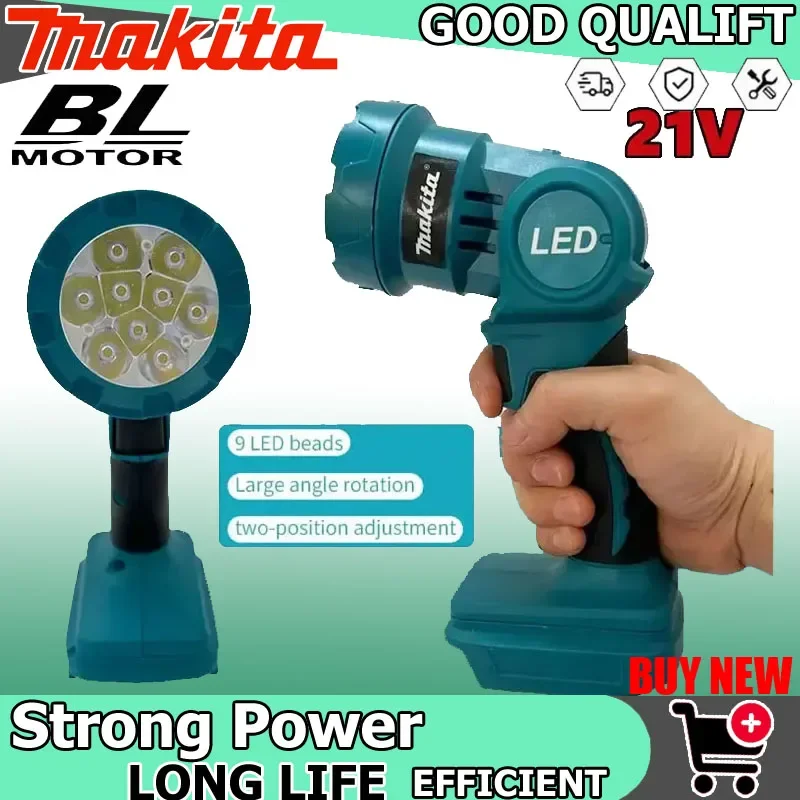 

Аккумуляторный светодиодный фонарь Makita, ручной прожектор для улицы, перезаряжаемый фонарь для стройплощадки, рабочий светильник для аккумуляторов 18В