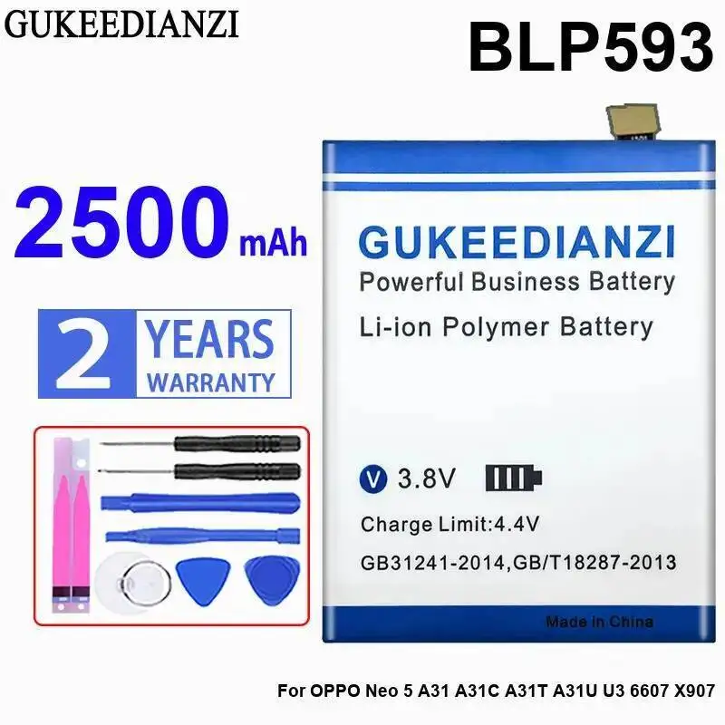 

Safe 2500Mah BLP593 Environmentally Friendly Mobile Phone Battery For Oppo Neo 5 A31 A31C A31T A31U U3 6607 X907
