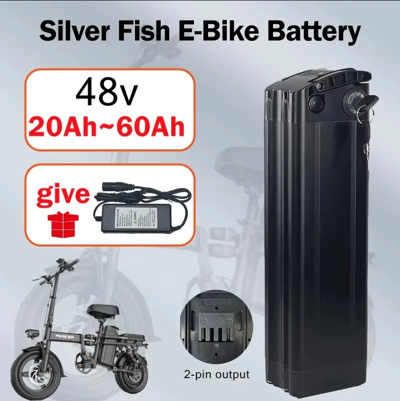 

100% High Quality 48V 20ah 30ah 60ah Lithium Battery Pack Silverfish Battery 500w Lithium-ion Electric Bicycle 48v 18650 Battery