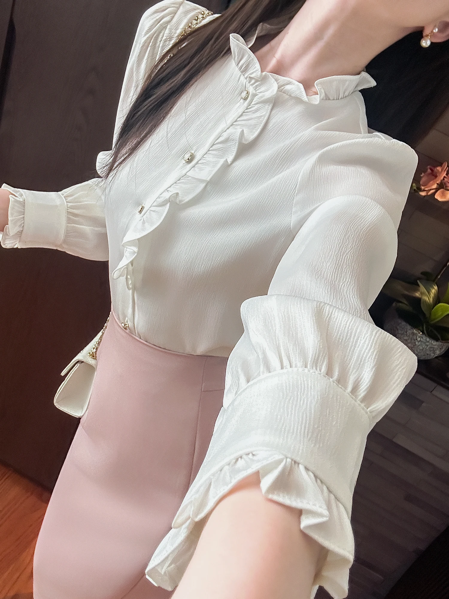 

Романтичный простой белый кардиган с кружевной отделкой, осенняя мода, французский стиль, свободный крой, длинный рукав, защита от солнца, женский кардиган