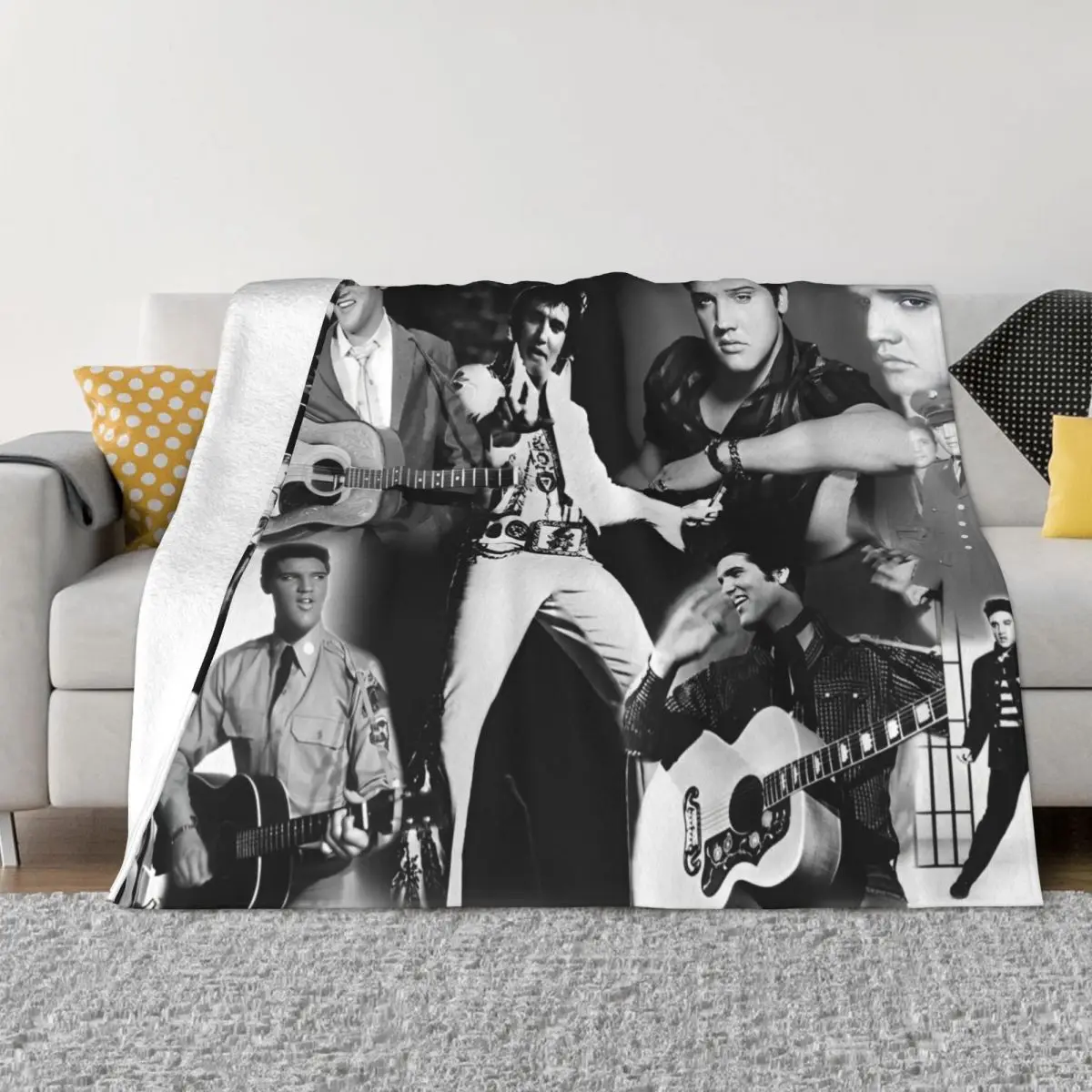 E-Elvis Presley Blankets Fleece Decoration Breathable Lightweight Thin Throw Blanket for Sofa Bedroom Plush Thin Quilt