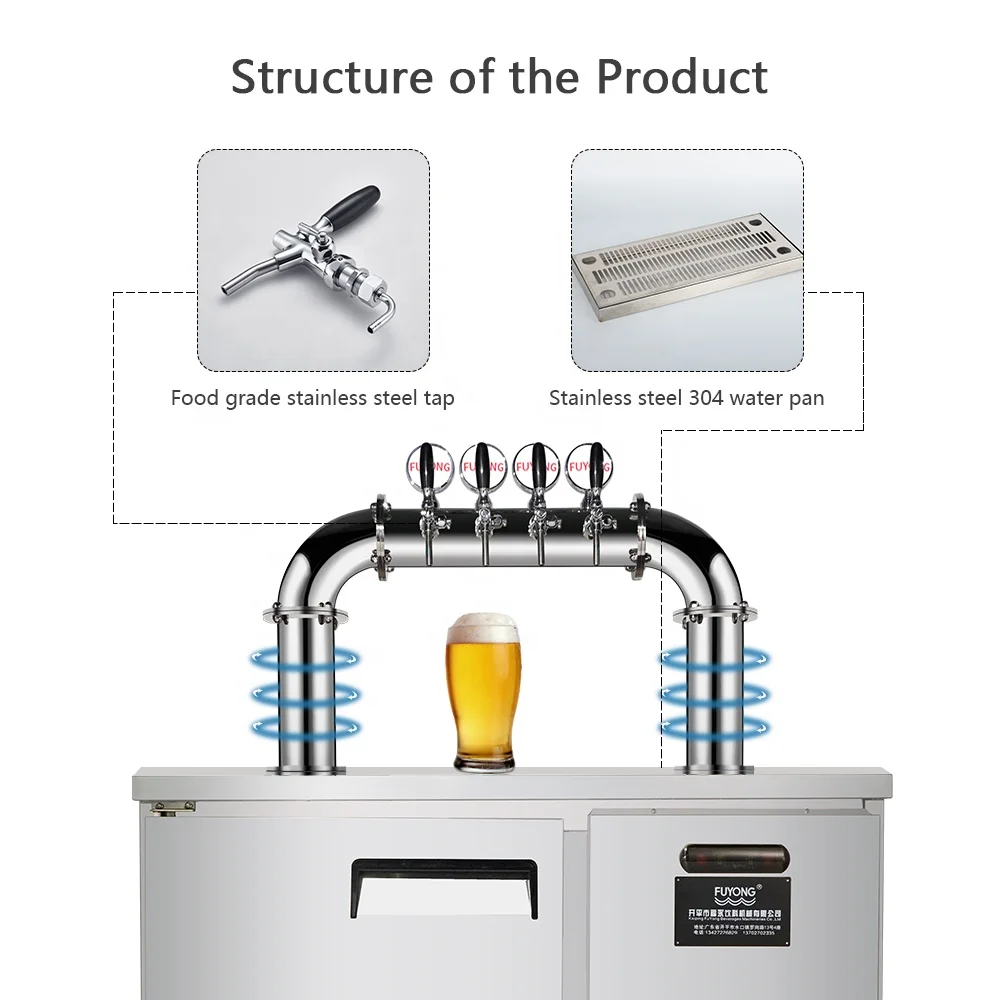 Fuyong Stainless Steel Dual Cooling Draft Beer Machine Cocktail Party Kegerator Dispenser for Beer & Drinks